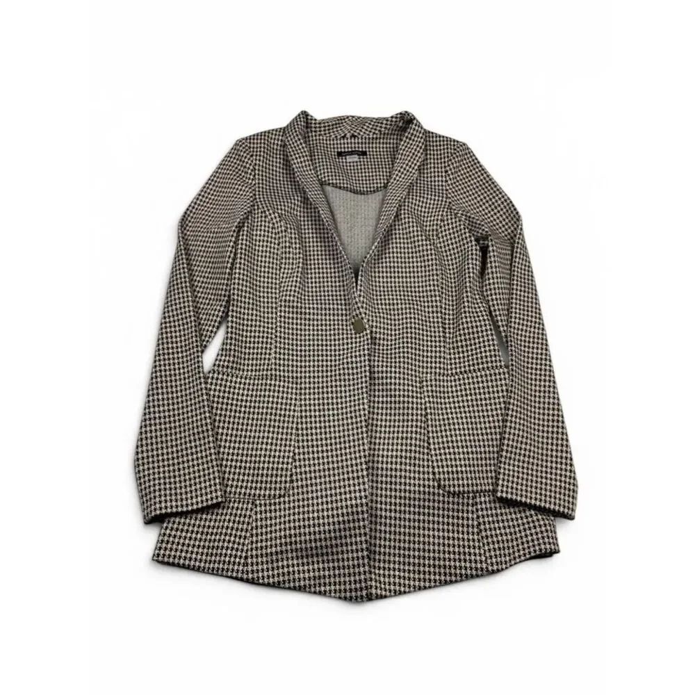Tommy Hilfiger Womens One Button Blazer Houndstooth Classic Layering Jacket 4